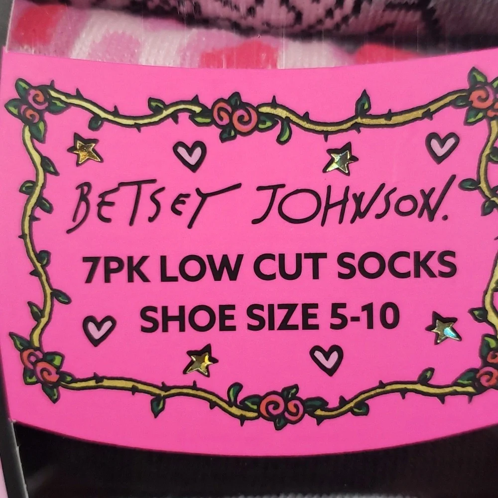 Betsey Johnson 7 pack Low Cut socks sz 5-10. New - Picture 3 of 9